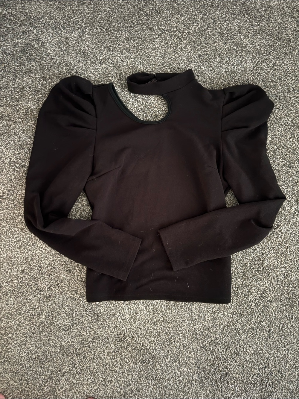 Women's Black Puff Sleeve Cutout Top